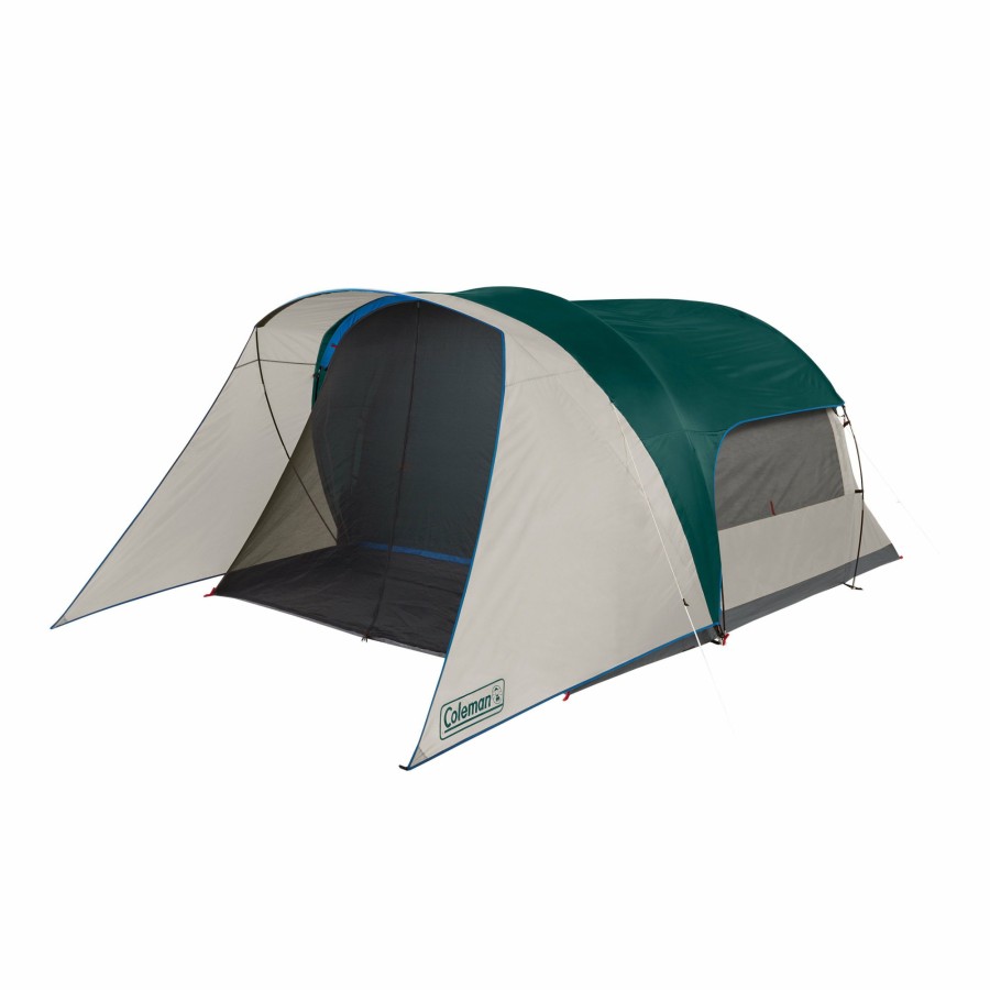 Coleman 6-Person Cabin Tent With Screened Porch, Evergreen Cabin Tents