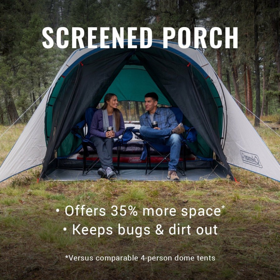 Coleman 6-Person Cabin Tent With Screened Porch, Evergreen Cabin Tents