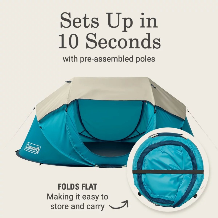 Coleman 2-Person Camp Burst Pop-Up Tent Dome Tents