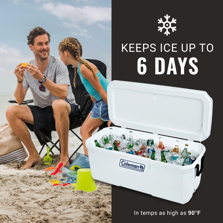 Coleman 316 Series 150-Quart Marine Hard Cooler On The Sidelines