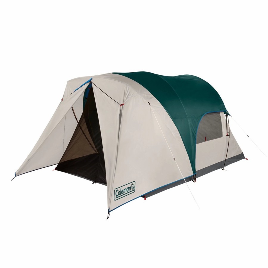 Coleman 4-Person Cabin Tent With Enclosed Weatherproof Screened Porch, Evergreen Cabin Tents