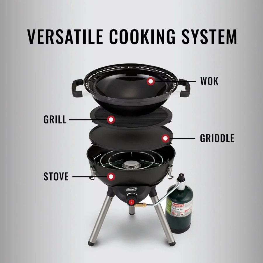 Coleman 4-In-1 Portable Propane Gas Cooking System Backyard Entertaining