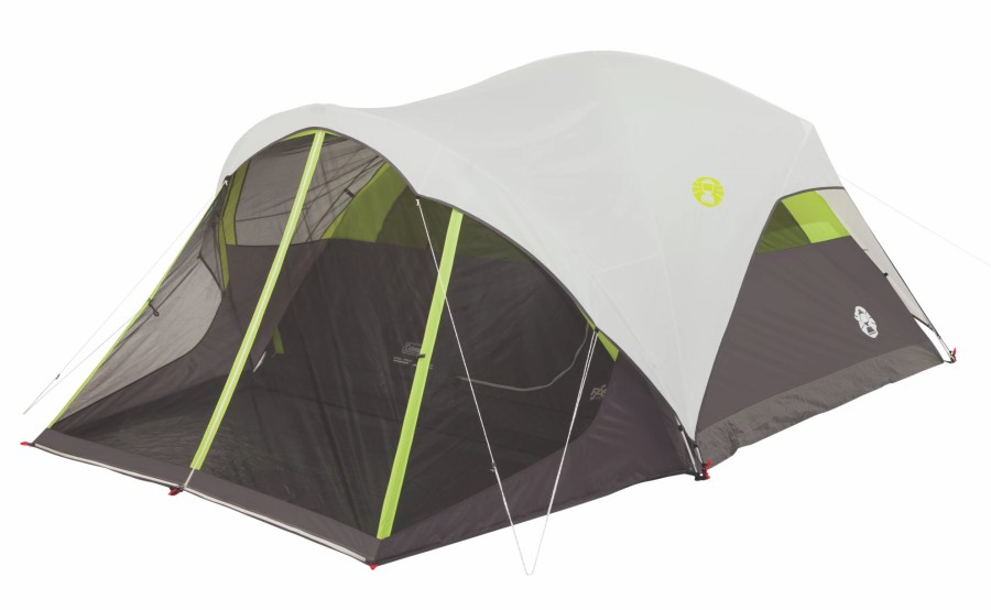 Coleman 6-Person Steel Creek Fast Pitch Dome Camping Tent With Screen Room, Green Dome Tents